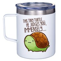 Funny This Tiny Turtle... He Judges You, Immensely. 12oz Stainless Steel Coffee Mug