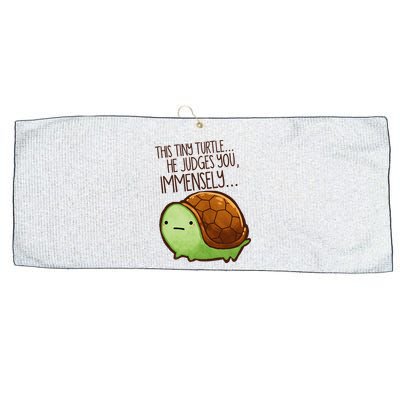 Funny This Tiny Turtle... He Judges You, Immensely. Large Microfiber Waffle Golf Towel