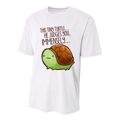 Funny This Tiny Turtle... He Judges You, Immensely. Youth Performance Sprint T-Shirt