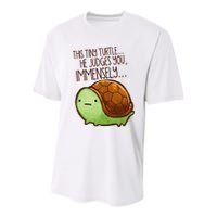 Funny This Tiny Turtle... He Judges You, Immensely. Youth Performance Sprint T-Shirt