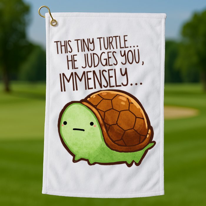 Funny This Tiny Turtle... He Judges You, Immensely. Golf Towel
