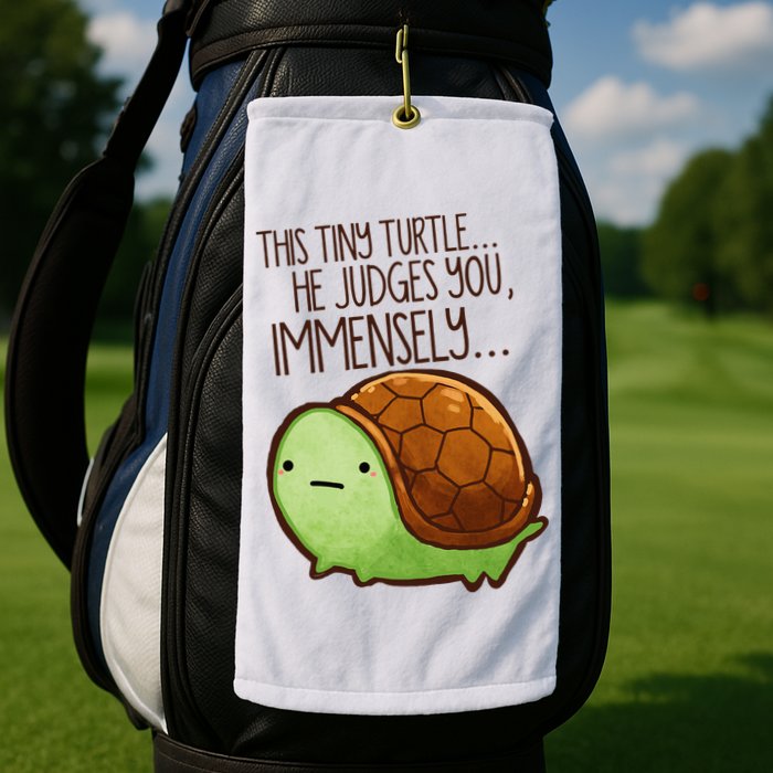 Funny This Tiny Turtle... He Judges You, Immensely. Golf Towel