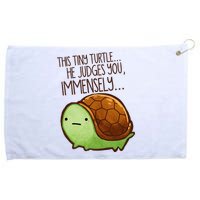 Funny This Tiny Turtle... He Judges You, Immensely. Grommeted Golf Towel