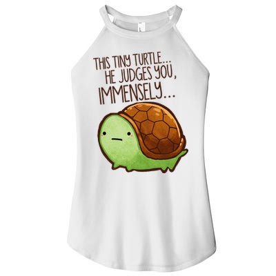 Funny This Tiny Turtle... He Judges You, Immensely. Women's Perfect Tri Rocker Tank