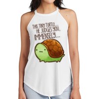 Funny This Tiny Turtle... He Judges You, Immensely. Women's Perfect Tri Rocker Tank