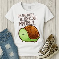 Funny This Tiny Turtle... He Judges You, Immensely. Womens T-Shirt