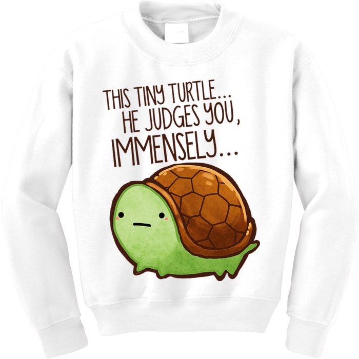 Funny This Tiny Turtle... He Judges You, Immensely. Kids Sweatshirt