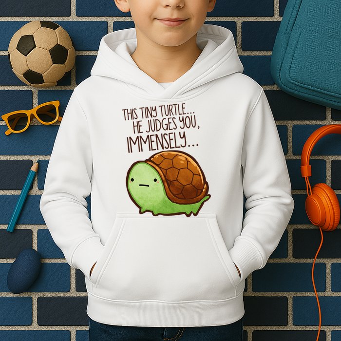 Funny This Tiny Turtle... He Judges You, Immensely. Kids Hoodie