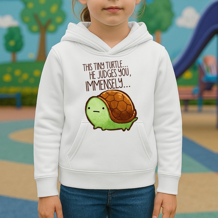 Funny This Tiny Turtle... He Judges You, Immensely. Kids Hoodie
