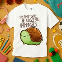Funny This Tiny Turtle... He Judges You, Immensely. Kids T-Shirt