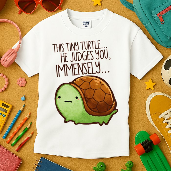 Funny This Tiny Turtle... He Judges You, Immensely. Kids T-Shirt