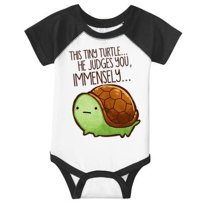 Funny This Tiny Turtle... He Judges You, Immensely. Infant Baby Jersey Bodysuit
