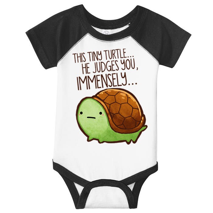 Funny This Tiny Turtle... He Judges You, Immensely. Infant Baby Jersey Bodysuit
