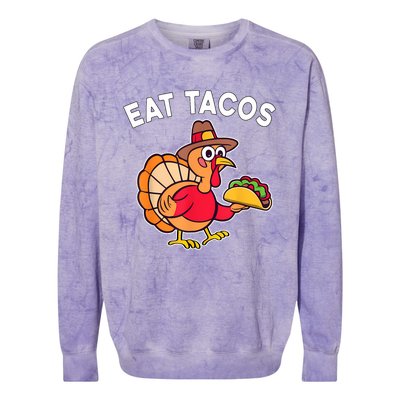 Funny Thanksgiving Turkey Eat Tacos Mexican Thanksgiving Fun Colorblast Crewneck Sweatshirt