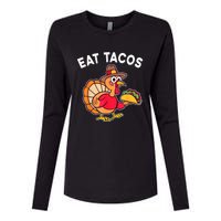 Funny Thanksgiving Turkey Eat Tacos Mexican Thanksgiving Fun Womens Cotton Relaxed Long Sleeve T-Shirt