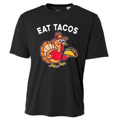 Funny Thanksgiving Turkey Eat Tacos Mexican Thanksgiving Fun Cooling Performance Crew T-Shirt