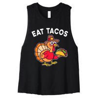 Funny Thanksgiving Turkey Eat Tacos Mexican Thanksgiving Fun Women's Racerback Cropped Tank