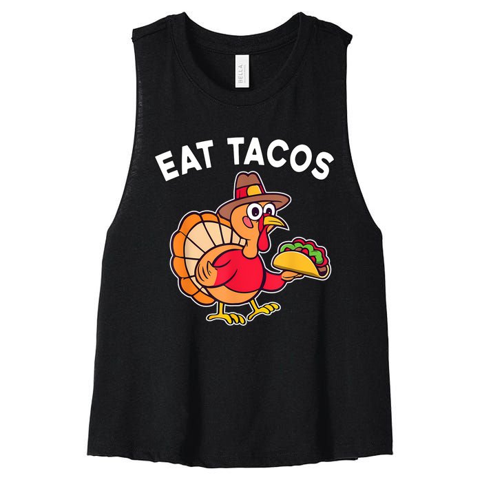 Funny Thanksgiving Turkey Eat Tacos Mexican Thanksgiving Fun Women's Racerback Cropped Tank