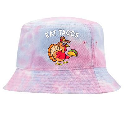 Funny Thanksgiving Turkey Eat Tacos Mexican Thanksgiving Fun Tie-Dyed Bucket Hat