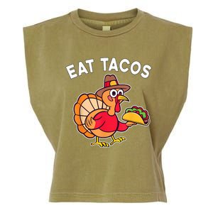 Funny Thanksgiving Turkey Eat Tacos Mexican Thanksgiving Fun Garment-Dyed Women's Muscle Tee