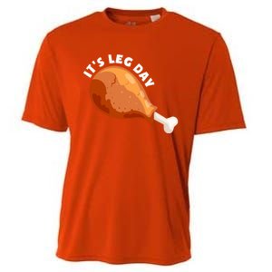 Funny Thanksgiving Turkey Its Leg Day Meaningful Gift Cooling Performance Crew T-Shirt