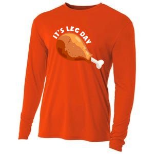 Funny Thanksgiving Turkey Its Leg Day Meaningful Gift Cooling Performance Long Sleeve Crew