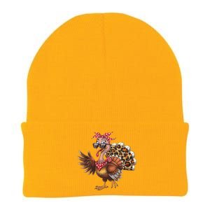 Funny Thanksgiving Turkey Women Girl Leopard Knit Cap Winter Beanie