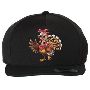 Funny Thanksgiving Turkey Women Girl Leopard Wool Snapback Cap