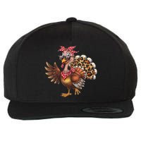 Funny Thanksgiving Turkey Women Girl Leopard Wool Snapback Cap