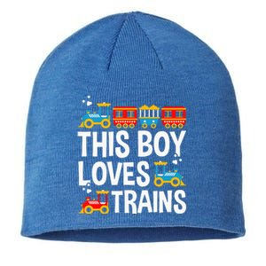 Funny Train This Boy Loves Trains Sustainable Beanie