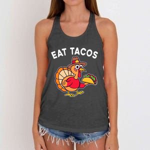 Funny Thanksgiving Turkey Eat Tacos Mexican Thanksgiving Fun Women's Knotted Racerback Tank