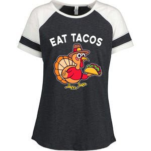 Funny Thanksgiving Turkey Eat Tacos Mexican Thanksgiving Fun Enza Ladies Jersey Colorblock Tee