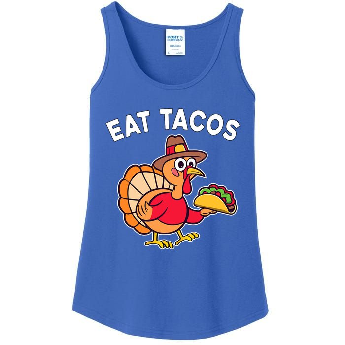 Funny Thanksgiving Turkey Eat Tacos Mexican Thanksgiving Fun Ladies Essential Tank