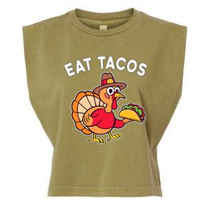 Funny Thanksgiving Turkey Eat Tacos Mexican Thanksgiving Fun Garment-Dyed Women's Muscle Tee