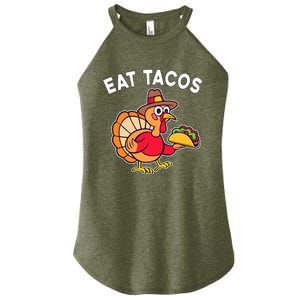 Funny Thanksgiving Turkey Eat Tacos Mexican Thanksgiving Fun Women's Perfect Tri Rocker Tank