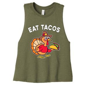 Funny Thanksgiving Turkey Eat Tacos Mexican Thanksgiving Fun Women's Racerback Cropped Tank