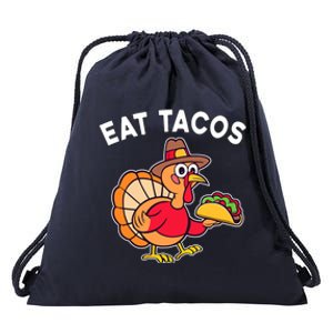 Funny Thanksgiving Turkey Eat Tacos Mexican Thanksgiving Fun Drawstring Bag