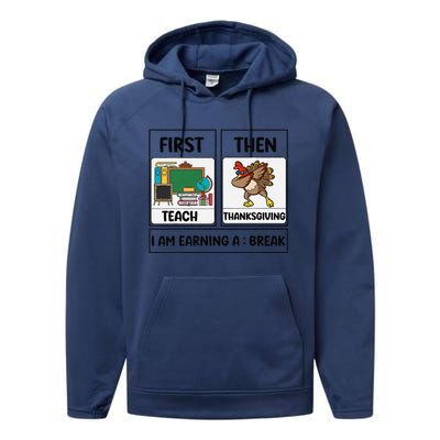 First Teach Then Thanksgiving IM Earning A Break Teacher Performance Fleece Hoodie