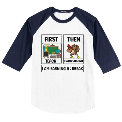 First Teach Then Thanksgiving IM Earning A Break Teacher Baseball Sleeve Shirt