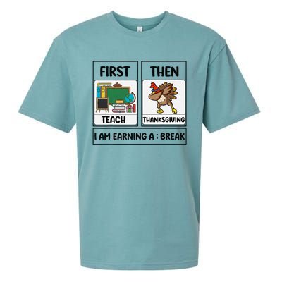 First Teach Then Thanksgiving IM Earning A Break Teacher Sueded Cloud Jersey T-Shirt