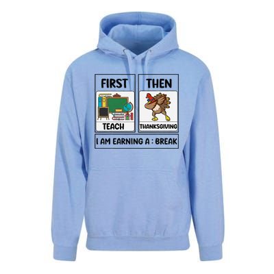 First Teach Then Thanksgiving IM Earning A Break Teacher Unisex Surf Hoodie