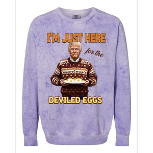 Funny Trump Thanksgiving IM Just Here For The Deviled Eggs Colorblast Crewneck Sweatshirt