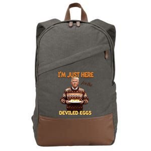 Funny Trump Thanksgiving IM Just Here For The Deviled Eggs Cotton Canvas Backpack