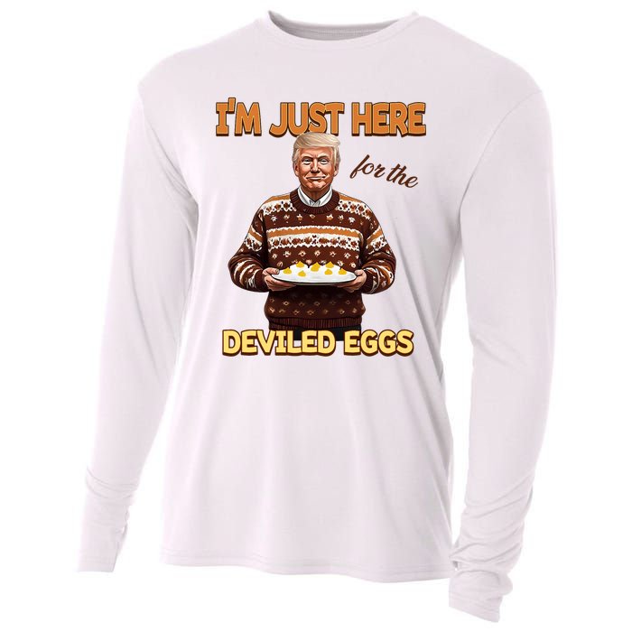 Funny Trump Thanksgiving IM Just Here For The Deviled Eggs Cooling Performance Long Sleeve Crew