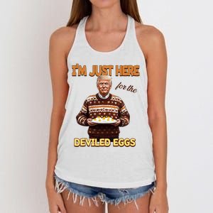 Funny Trump Thanksgiving IM Just Here For The Deviled Eggs Women's Knotted Racerback Tank