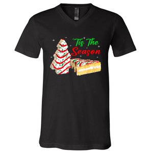 Funny Tis The Season Christmas Tree Cakes Debbie V-Neck T-Shirt