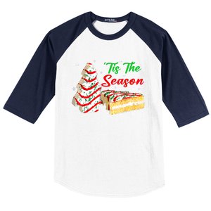 Funny Tis The Season Christmas Tree Cakes Debbie Baseball Sleeve Shirt