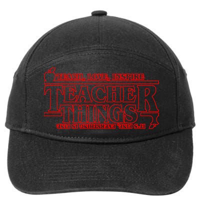 Funny Teacher Things Teach Love Inspire 7-Panel Snapback Hat