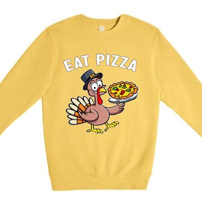 Funny Thanksgiving Turkey Eat Pizza Vegan Thanksgiving Fun Premium Crewneck Sweatshirt