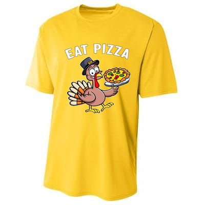 Funny Thanksgiving Turkey Eat Pizza Vegan Thanksgiving Fun Performance Sprint T-Shirt